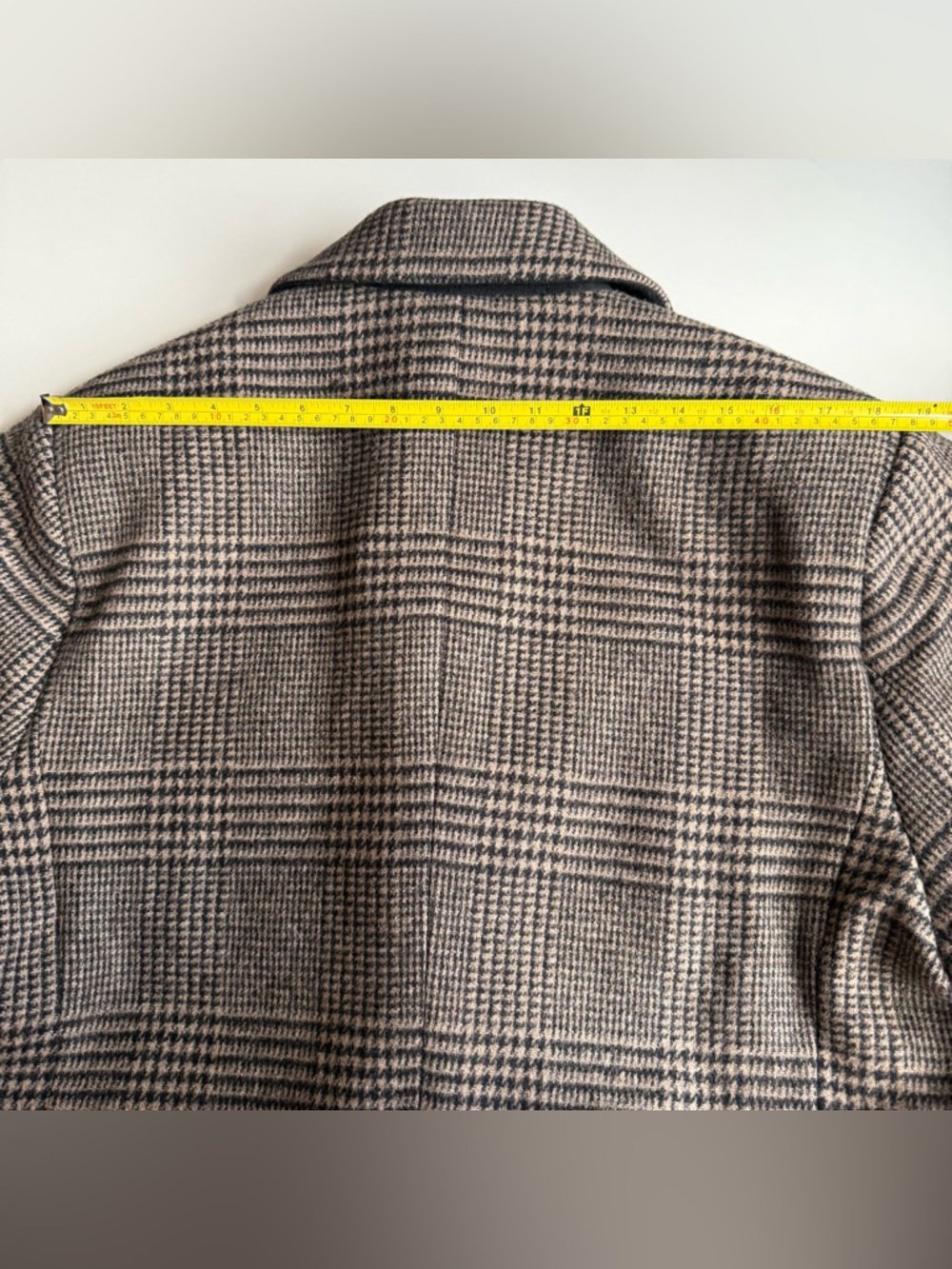 Filippa K Coat Women’s Beige Black Peacoat Plaid Double-Breasted Wool Size 40 - Picture 13 of 16